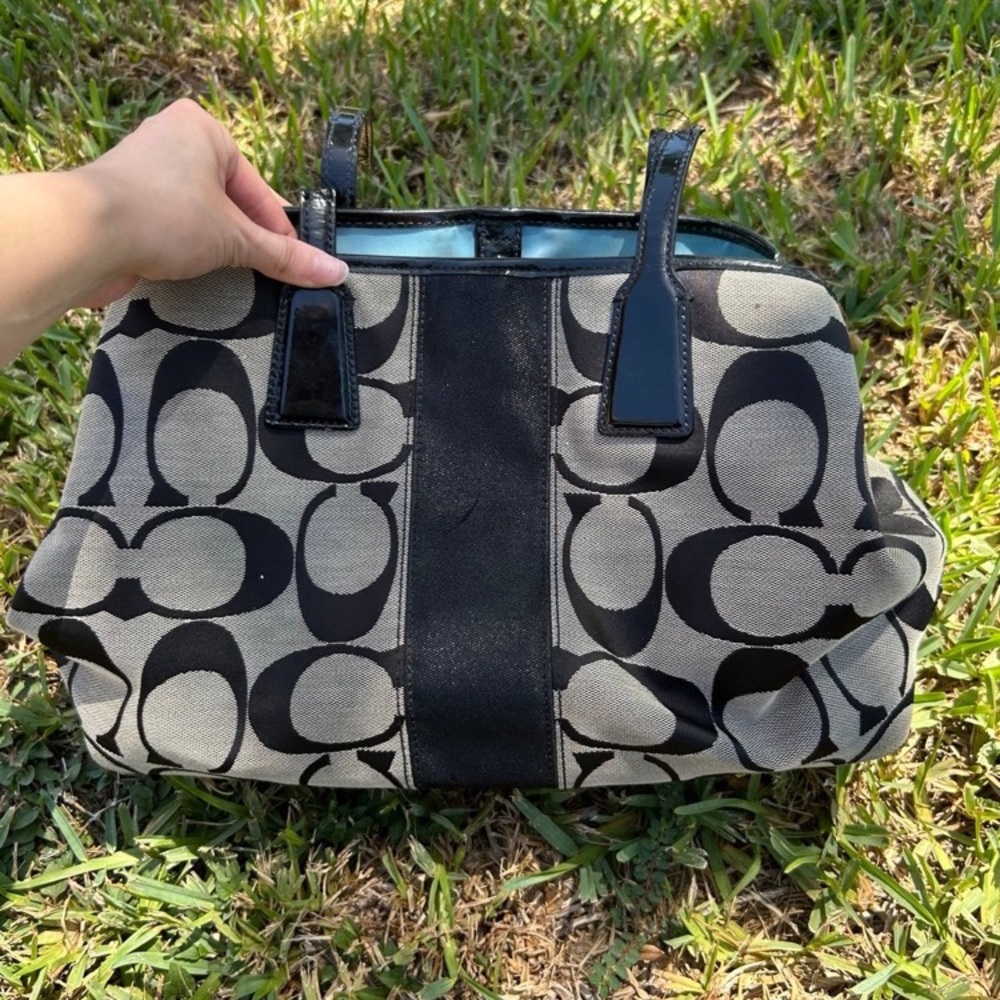 Coach Black and Gray Signature Tote - Picture 5 of 12